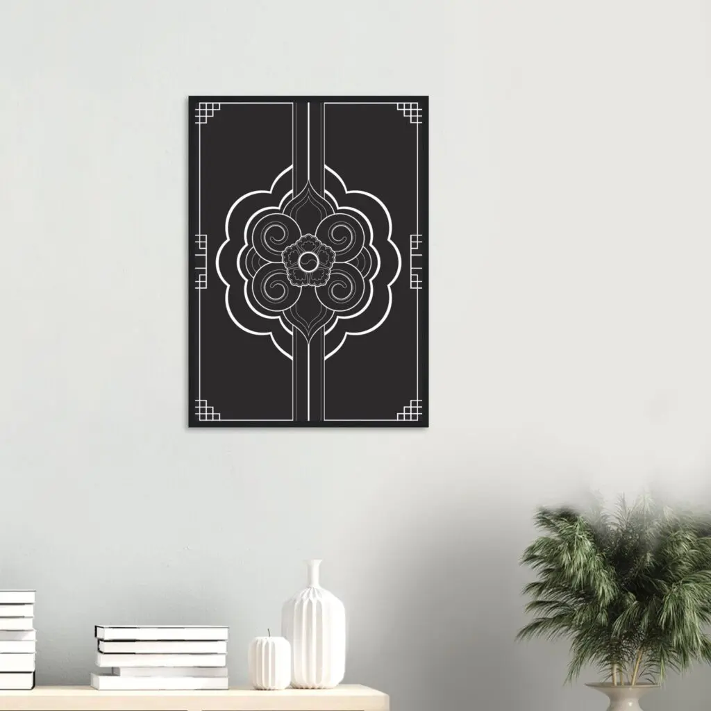 Ornaments black Art Print Framed