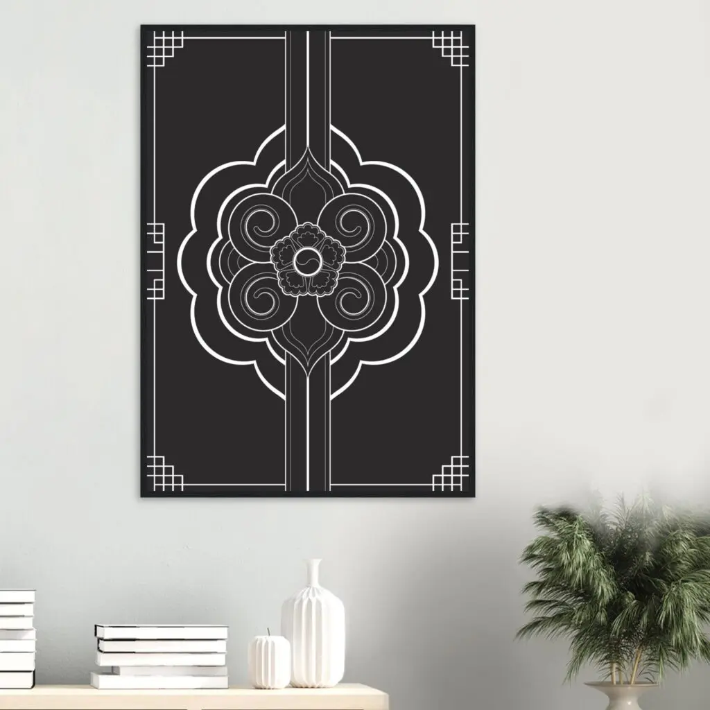 Ornaments black Art Print Framed