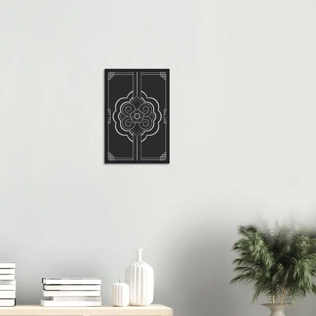 Ornaments black Art Print Framed