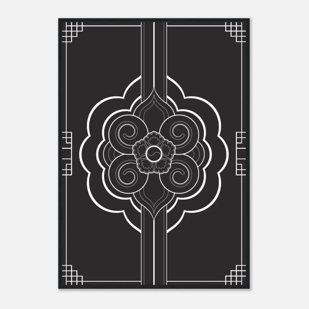 Ornaments black Art Print Framed